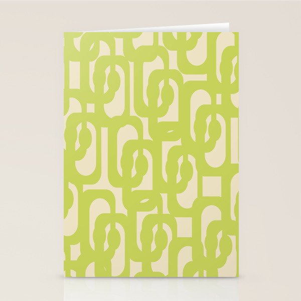 Mid Century Modern Loop Pattern in Light Lime Linden Green Stationery Card Gallery Image 2
