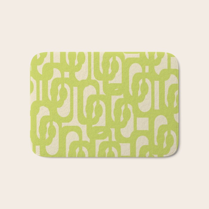 Mid Century Modern Loop Pattern in Light Lime Linden Green Bath Mat Gallery Image 1