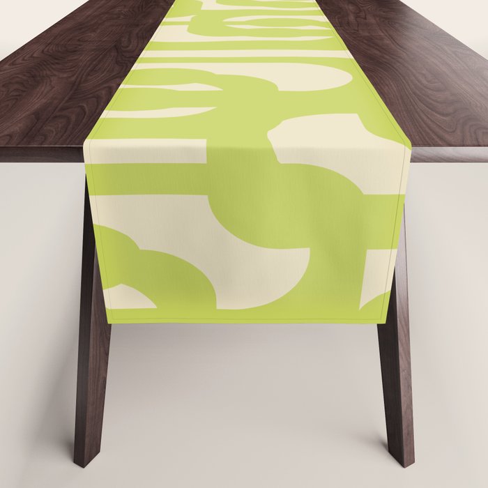 Mid Century Modern Loop Pattern in Light Lime Linden Green Table Runner Gallery Image 1