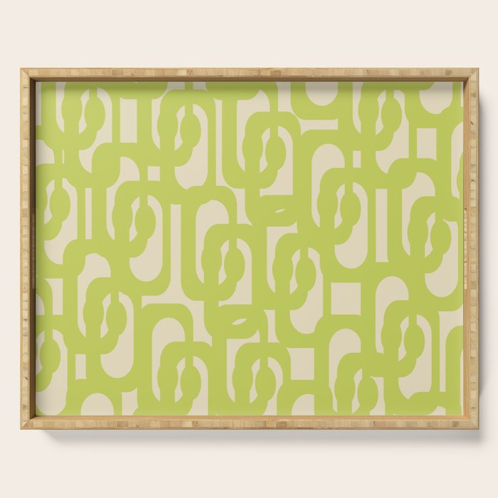 Mid Century Modern Loop Pattern in Light Lime Linden Green Serving Tray Gallery Image 1
