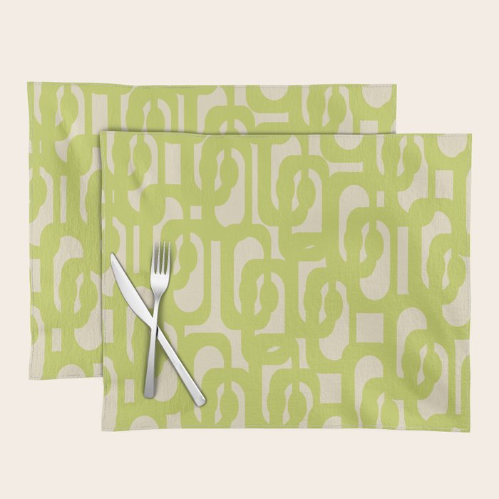 Mid Century Modern Loop Pattern in Light Lime Linden Green Placemat Gallery Image 1