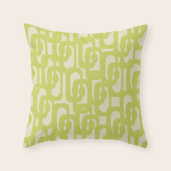 Mid Century Modern Loop Pattern in Light Lime Linden Green Throw Pillow Gallery Image 1