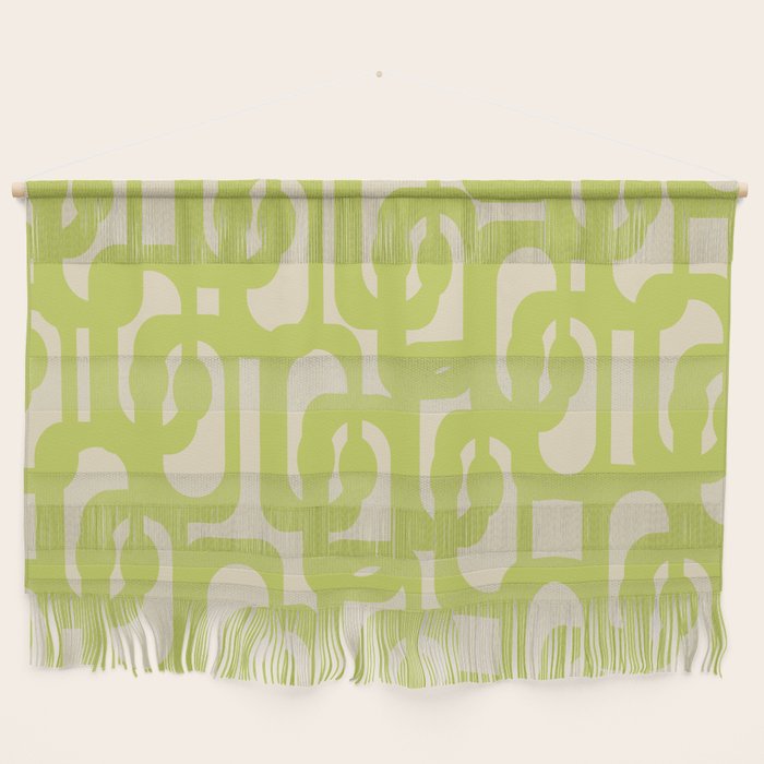 Mid Century Modern Loop Pattern in Light Lime Linden Green Wall Hanging Gallery Image 1