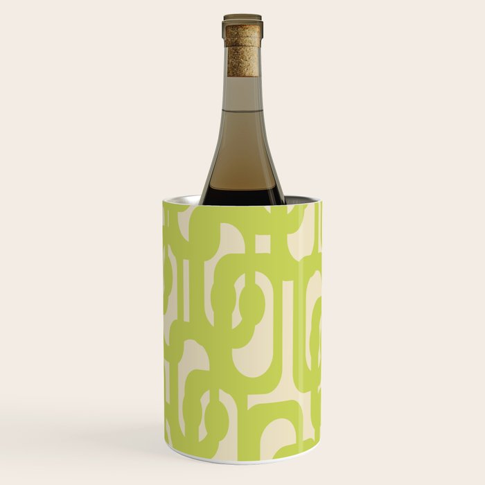 Mid Century Modern Loop Pattern in Light Lime Linden Green Wine Chiller Gallery Image 2