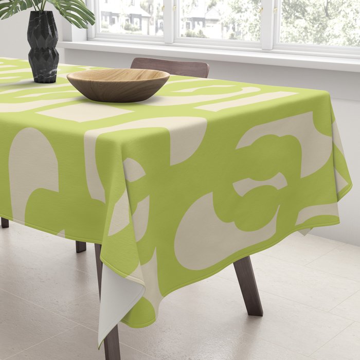 Mid Century Modern Loop Pattern in Light Lime Linden Green Tablecloth Gallery Image 3