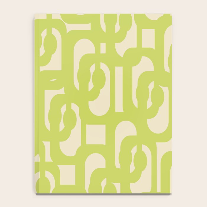 Mid Century Modern Loop Pattern in Light Lime Linden Green Notebook Gallery Image 4