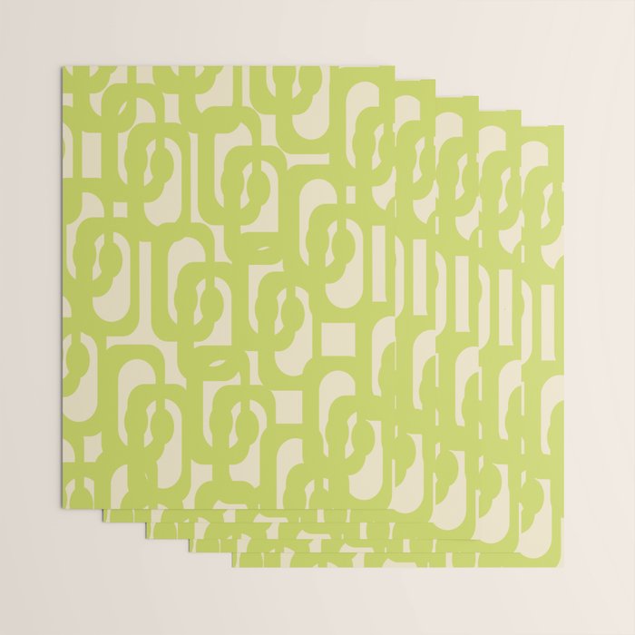 Mid Century Modern Loop Pattern in Light Lime Linden Green Wrapping Paper Gallery Image 3