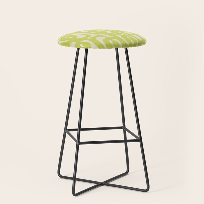 Mid Century Modern Loop Pattern in Light Lime Linden Green Stool Gallery Image 1