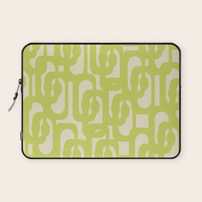 Mid Century Modern Loop Pattern in Light Lime Linden Green Laptop Sleeve Gallery Image 1
