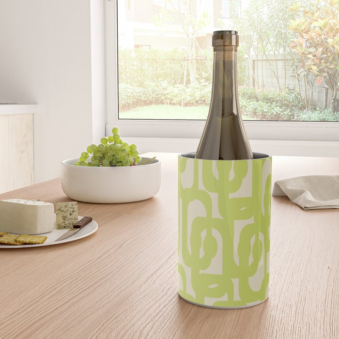 Mid Century Modern Loop Pattern in Light Lime Linden Green Wine Chiller Gallery Image 4