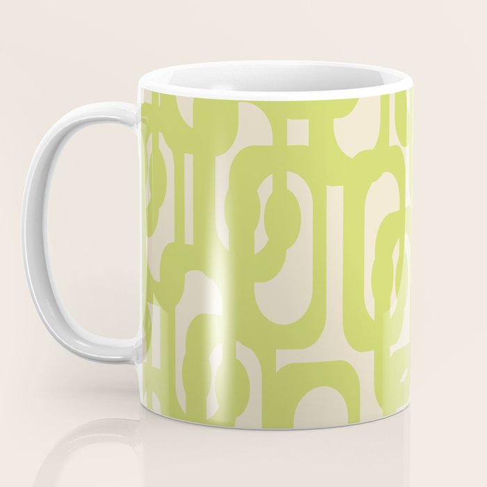 Mid Century Modern Loop Pattern in Light Lime Linden Green Coffee Mug Gallery Image 3
