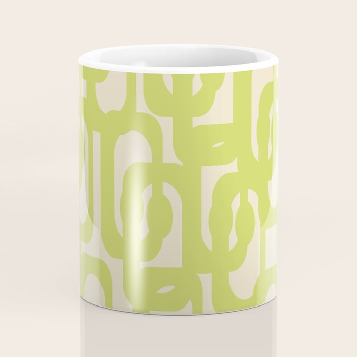 Mid Century Modern Loop Pattern in Light Lime Linden Green Coffee Mug Gallery Image 4