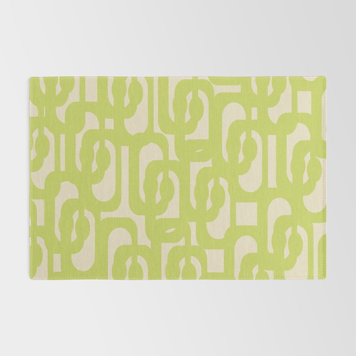 Mid Century Modern Loop Pattern in Light Lime Linden Green Rug Gallery Image 2