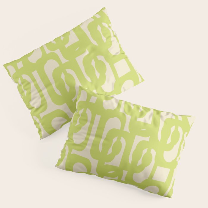 Mid Century Modern Loop Pattern in Light Lime Linden Green Pillow Sham Gallery Image 3