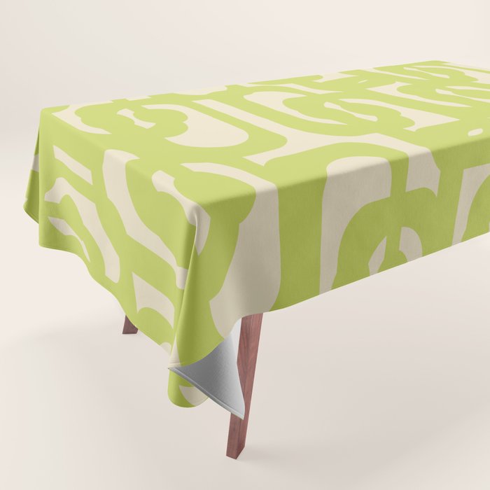 Mid Century Modern Loop Pattern in Light Lime Linden Green Tablecloth Gallery Image 1
