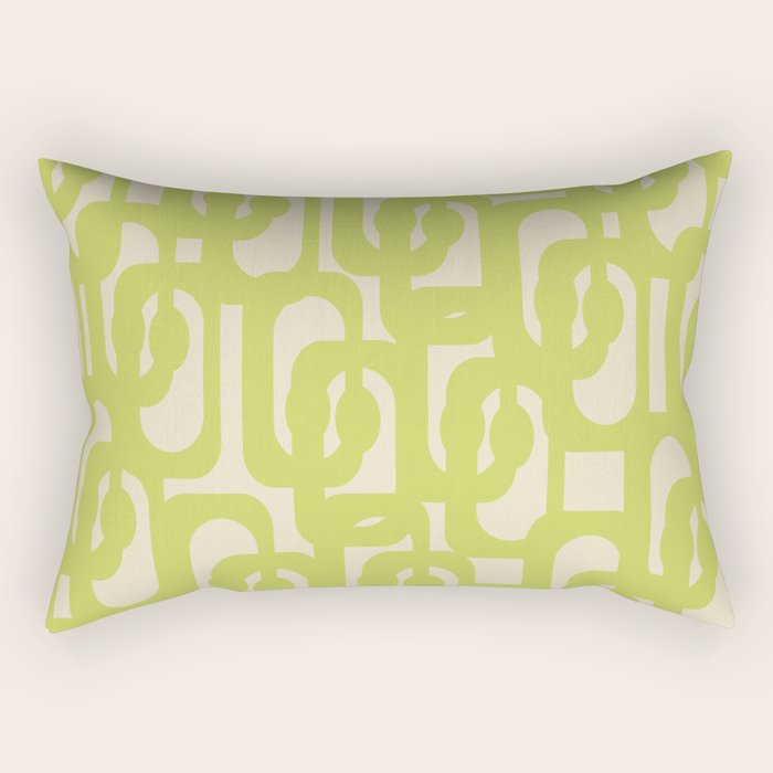 Mid Century Modern Loop Pattern in Light Lime Linden Green Rectangular Pillow Gallery Image 2