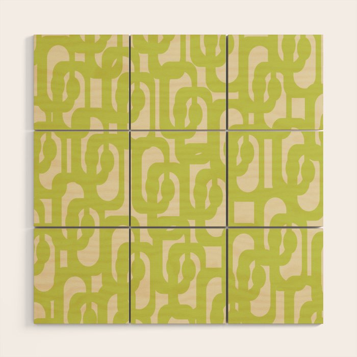 Mid Century Modern Loop Pattern in Light Lime Linden Green Wood Wall Art Gallery Image 1