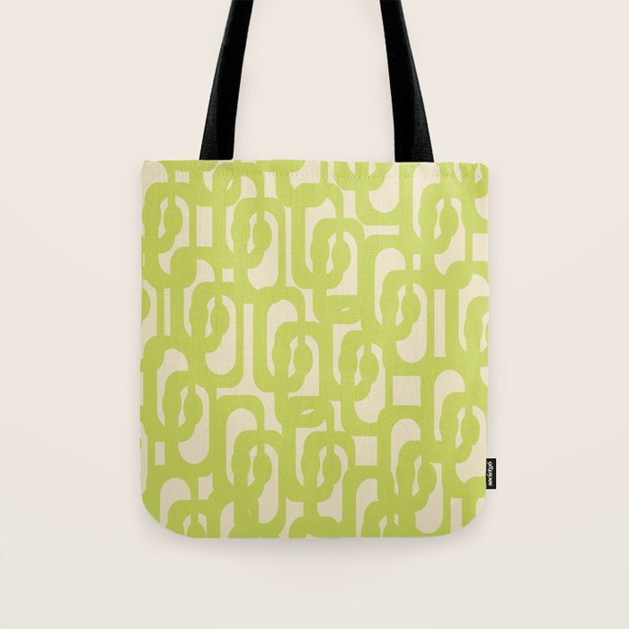 Mid Century Modern Loop Pattern in Light Lime Linden Green Tote Bag Gallery Image 1