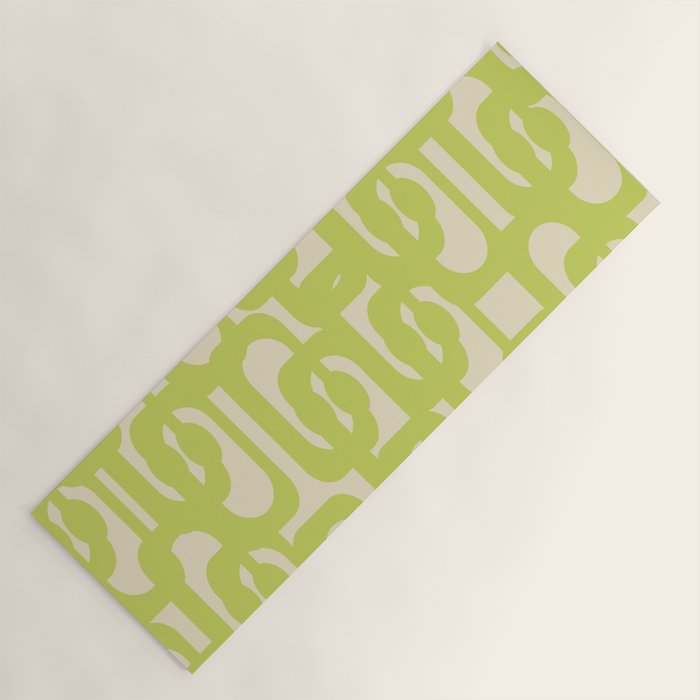 Mid Century Modern Loop Pattern in Light Lime Linden Green Yoga Mat Gallery Image 1