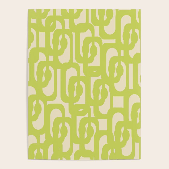 Mid Century Modern Loop Pattern in Light Lime Linden Green Poster Gallery Image 1