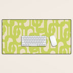 Mid Century Modern Loop Pattern in Light Lime Linden Green Desk Mat Gallery Image 1