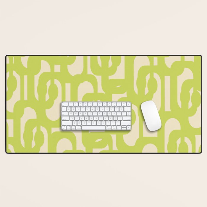 Mid Century Modern Loop Pattern in Light Lime Linden Green Desk Mat Gallery Image 1