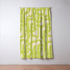Mid Century Modern Loop Pattern in Light Lime Linden Green Window Curtain Gallery Image 3