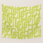Mid Century Modern Loop Pattern in Light Lime Linden Green Wall Tapestry Gallery Image 4