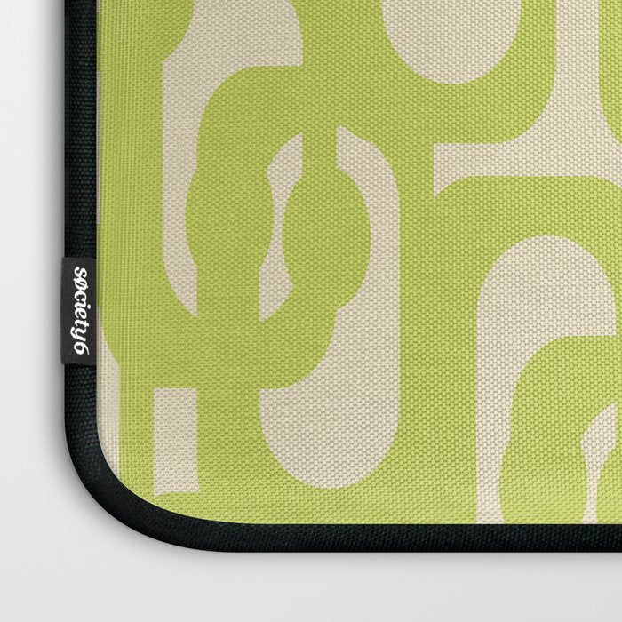 Mid Century Modern Loop Pattern in Light Lime Linden Green Laptop Sleeve Gallery Image 3