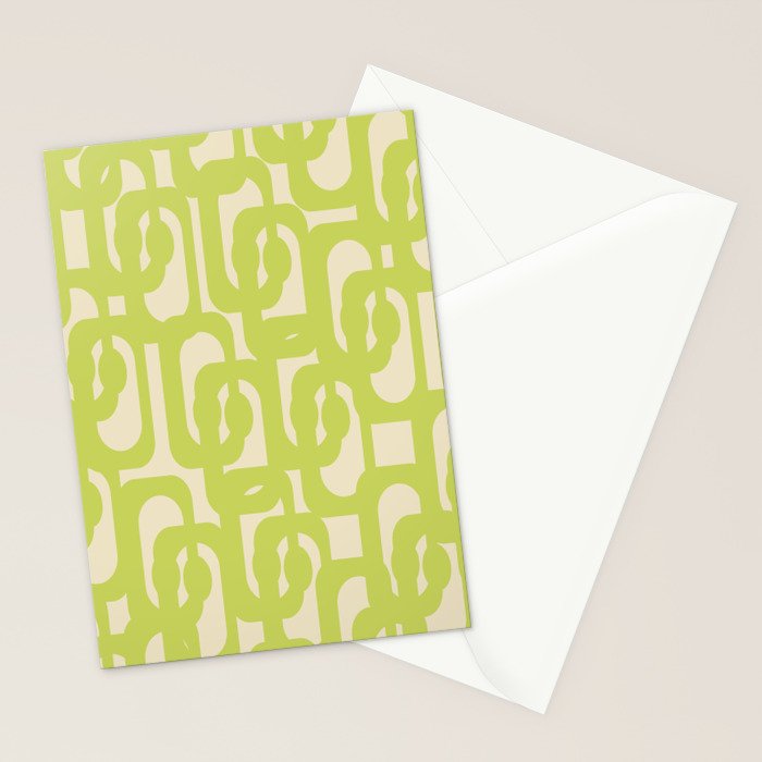 Mid Century Modern Loop Pattern in Light Lime Linden Green Stationery Card Gallery Image 2