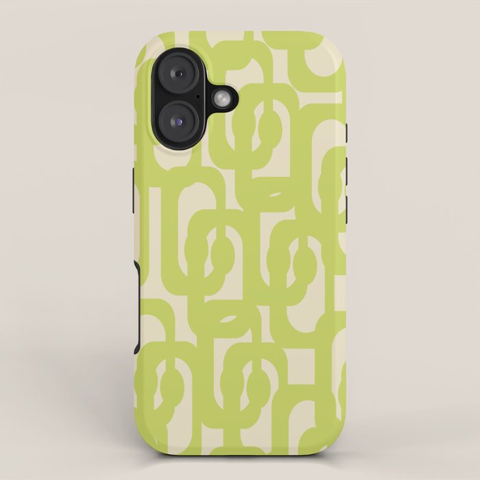Mid Century Modern Loop Pattern in Light Lime Linden Green iPhone Case Gallery Image 1