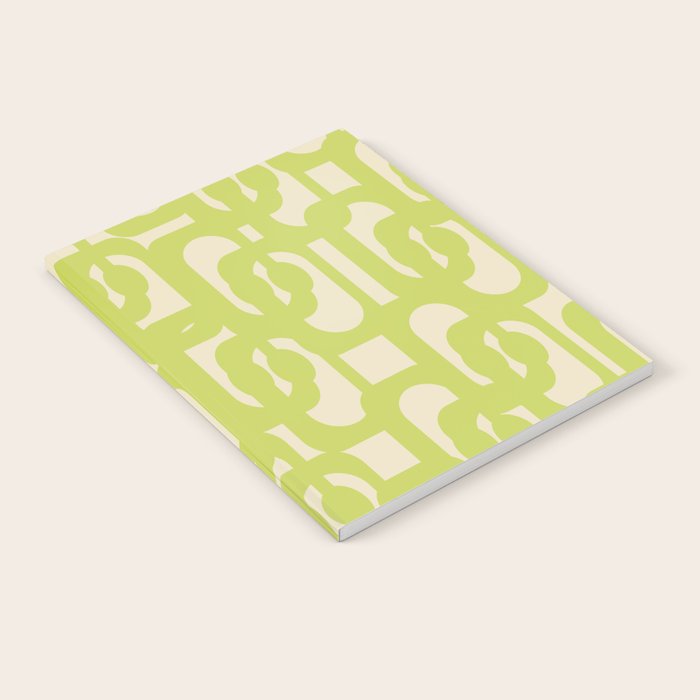 Mid Century Modern Loop Pattern in Light Lime Linden Green Notebook Gallery Image 2