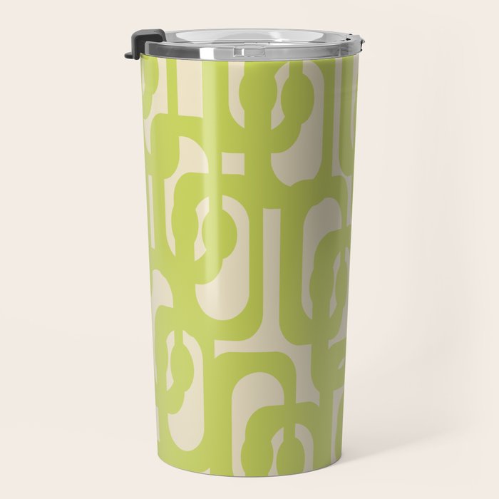 Mid Century Modern Loop Pattern in Light Lime Linden Green Travel Mug Gallery Image 3