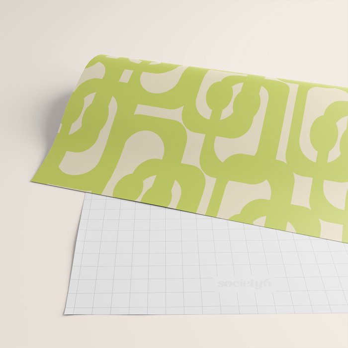 Mid Century Modern Loop Pattern in Light Lime Linden Green Wrapping Paper Gallery Image 2
