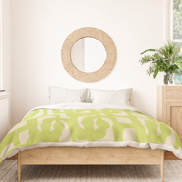 Mid Century Modern Loop Pattern in Light Lime Linden Green Duvet Cover Gallery Image 3