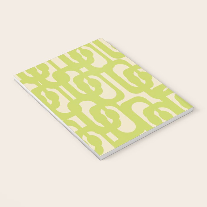 Mid Century Modern Loop Pattern in Light Lime Linden Green Notebook Gallery Image 3