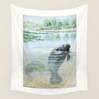 Vintage Florida Manatee Wall Tapestry Gallery Image 4