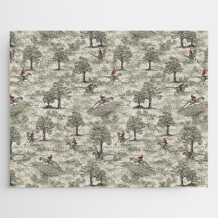 Not-So-Traditional English Fox Hunt with Dinosaurs Jigsaw Puzzle