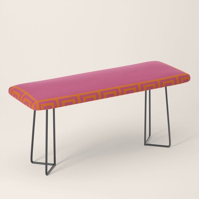 Pink Greek Key Print Bench Gallery Image 1