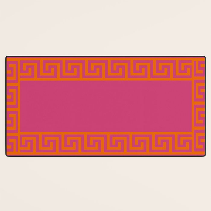 Pink Greek Key Print Desk Mat Gallery Image 3