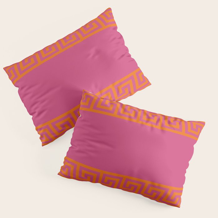 Pink Greek Key Print Pillow Sham Gallery Image 3
