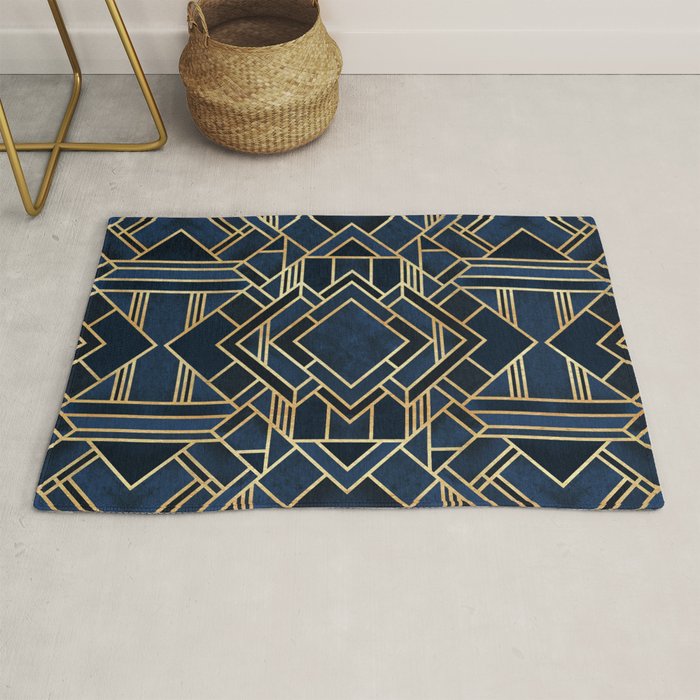 Art Deco Fancy Blue Rug Gallery Image 1