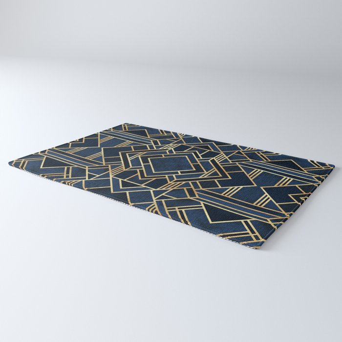 Art Deco Fancy Blue Rug Gallery Image 3