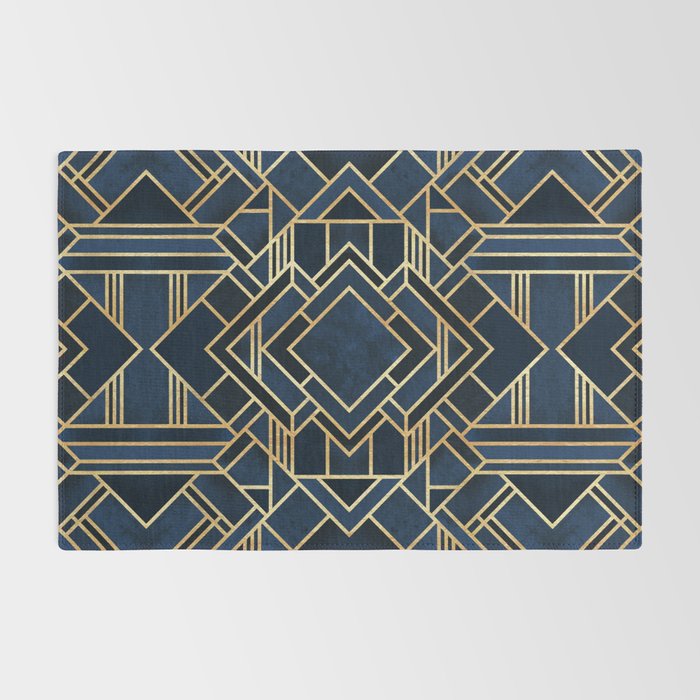 Art Deco Fancy Blue Rug Gallery Image 2