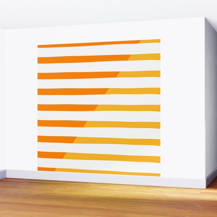 Beach Stripes Orange Yellow Wall Mural Gallery Image 2