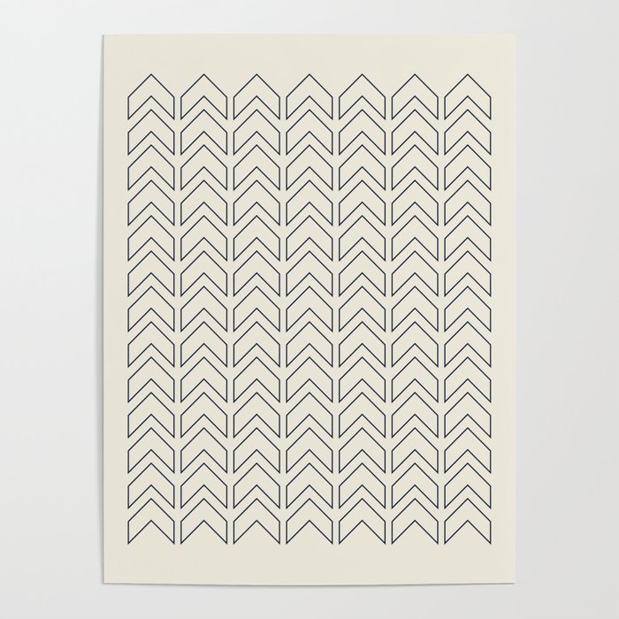 Navy Blue and White Chevron Geometric Pattern Poster Gallery Image 4