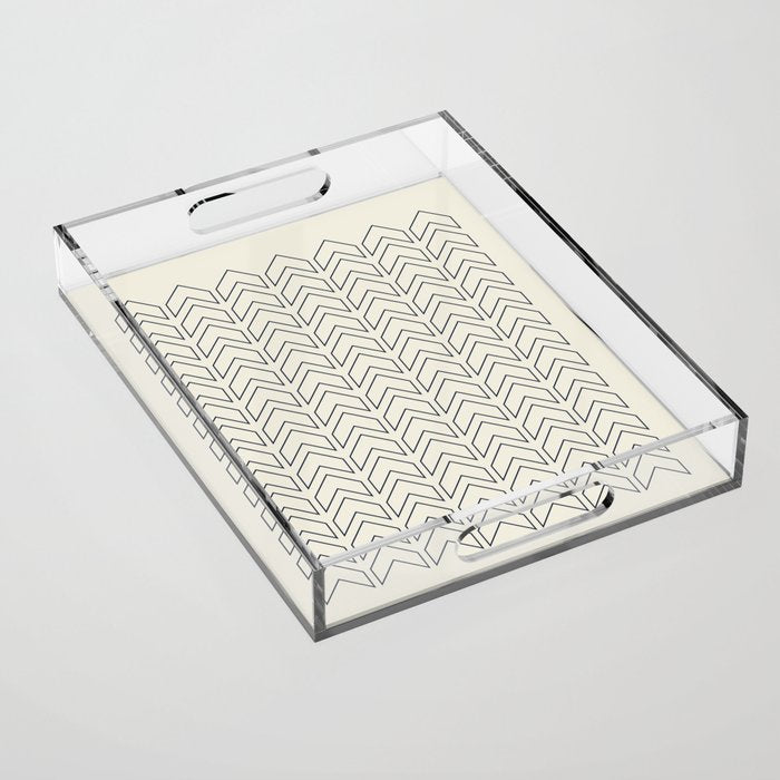 Navy Blue and White Chevron Geometric Pattern Acrylic Tray Gallery Image 1