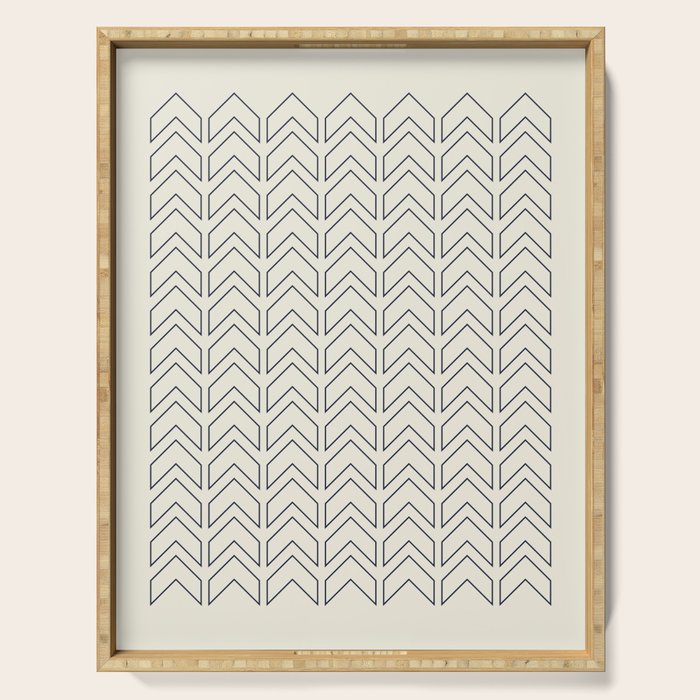 Navy Blue and White Chevron Geometric Pattern Serving Tray Gallery Image 1