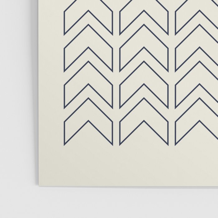 Navy Blue and White Chevron Geometric Pattern Poster Gallery Image 3