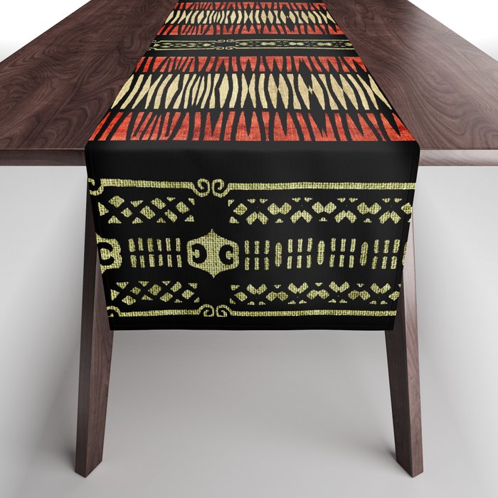 Mud Cloth Tribal Pattern 02 Table Runner Gallery Image 1